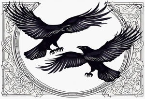 three ravens in flight tattoo idea