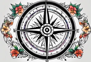 metal compass tattoo idea
