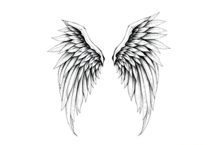 Realistic angelwings long tattoo idea