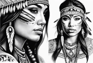 Native American woman, half sleeve tattoo idea