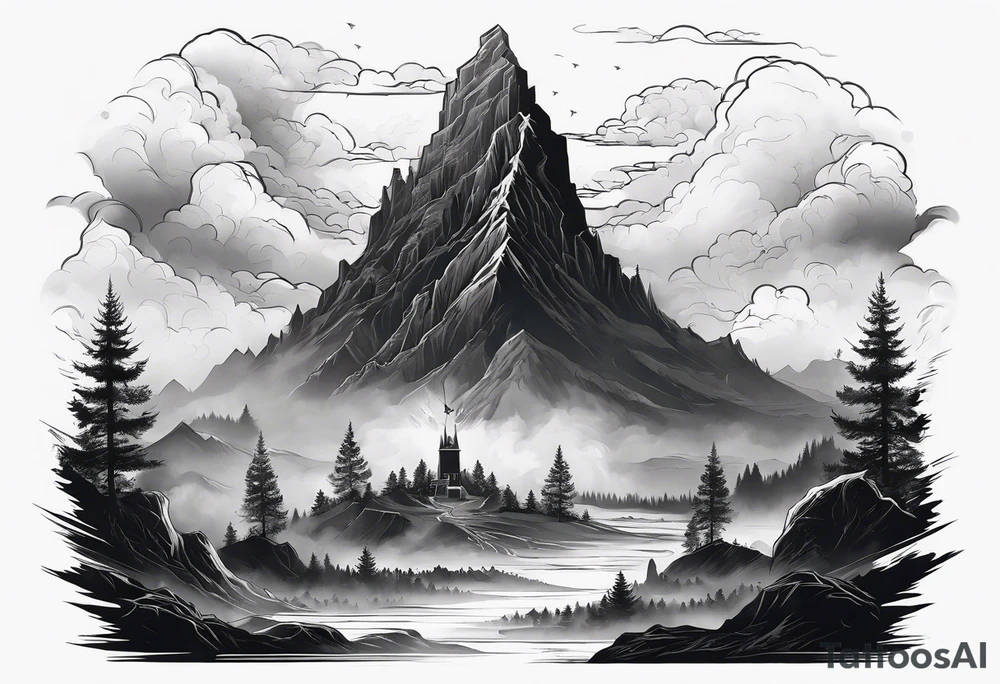Valhalla mist fog lightning tattoo idea