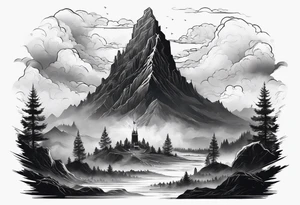 Valhalla mist fog lightning tattoo idea