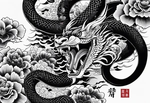 I would like a traditional irezumi half sleeve tattoo with a big snake (hebi)and two hannya masks, i want the one mask laughing and the other crying tattoo idea