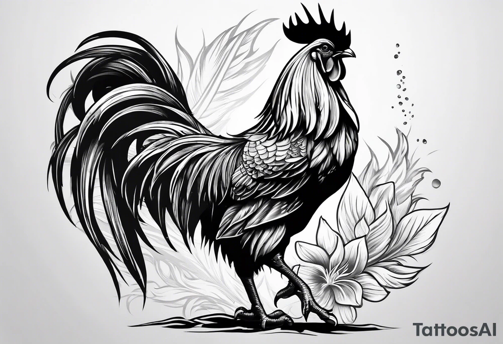rooster holding a  gun tattoo idea