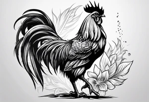 rooster holding a  gun tattoo idea