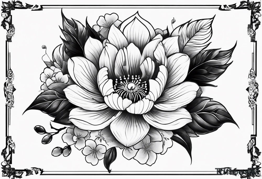 japanese floral tattoo with september 1st birthday tattoo idea