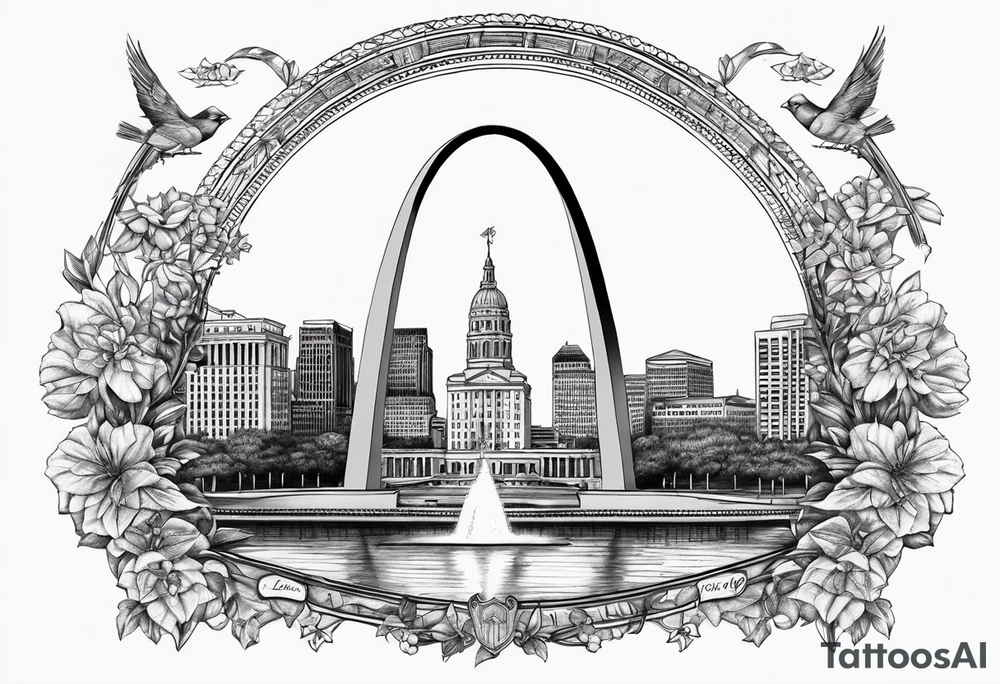 saint louis arch with cardinals tattoo idea