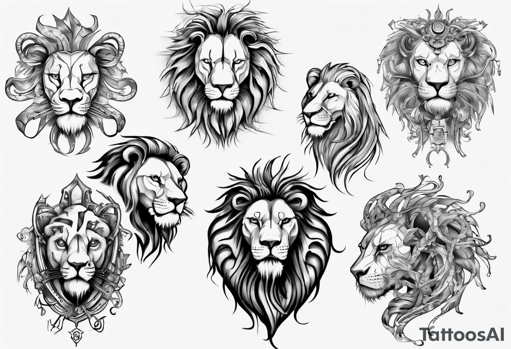 Lion, august, leader, zodiac tattoo idea