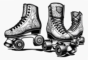 Girl roller skating with knee pads tattoo idea