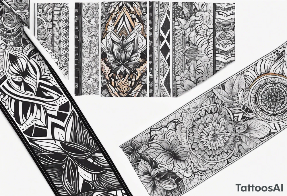 Leg sleeve with cool patterns tattoo idea