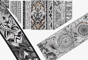 Leg sleeve with cool patterns tattoo idea