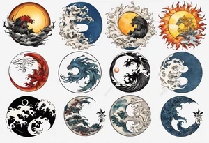 sun and moon in yin yang symbol tattoo idea