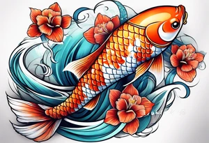 Realistic koi fish sleeve tattoo idea