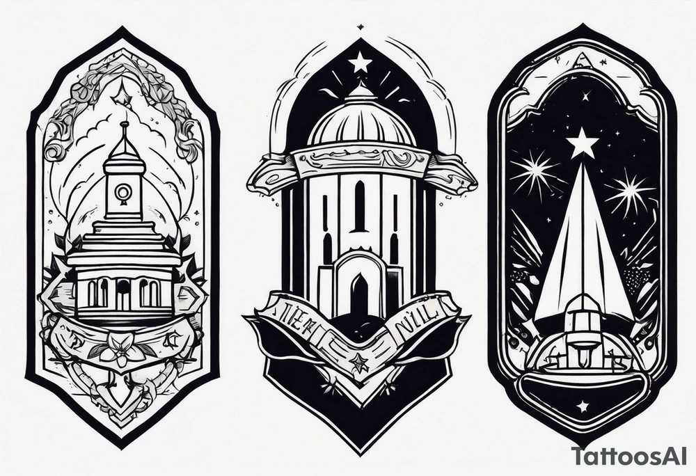 ARCHED BANNER SHAPE tattoo idea