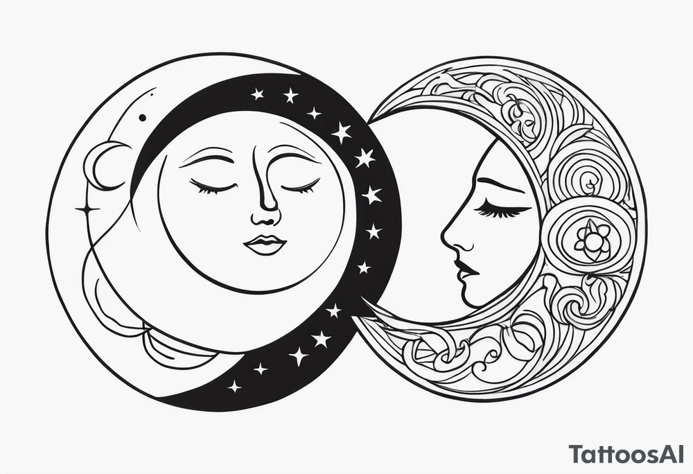 Sun and moon small tattoo idea