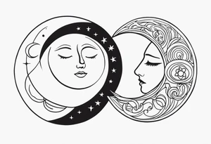Sun and moon small tattoo idea