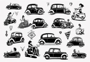 Betty boob riding car tattoo idea