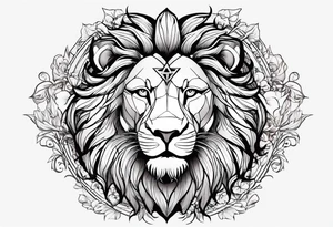 a face lion with jesus tattoo idea