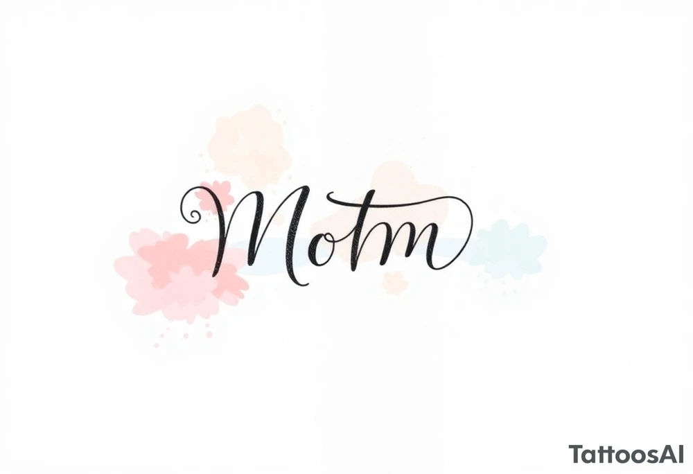 A mother and child’s initials intertwined in a flowing script, with soft pastel watercolor splashes in the background tattoo idea