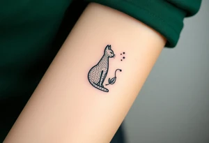 Artemis symbolism including cat and mugwort tattoo idea