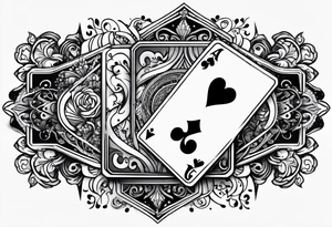 deck of card sprung in the air, you see the word magic as they fall from hand to hand tattoo idea
