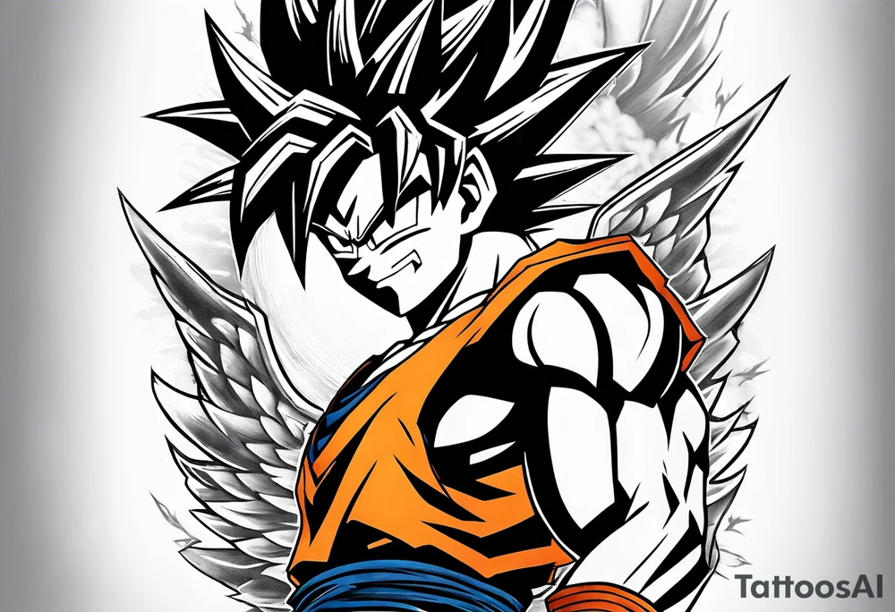 Tattoo on arm with goku with wings tattoo idea
