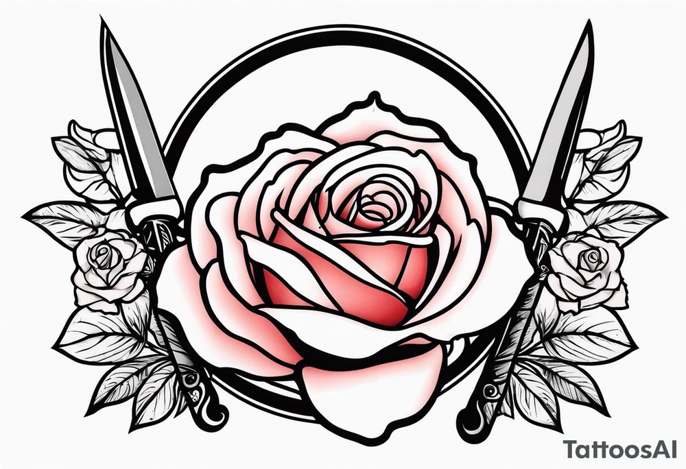 Messer mit Stacheldraht und Rose tattoo idea