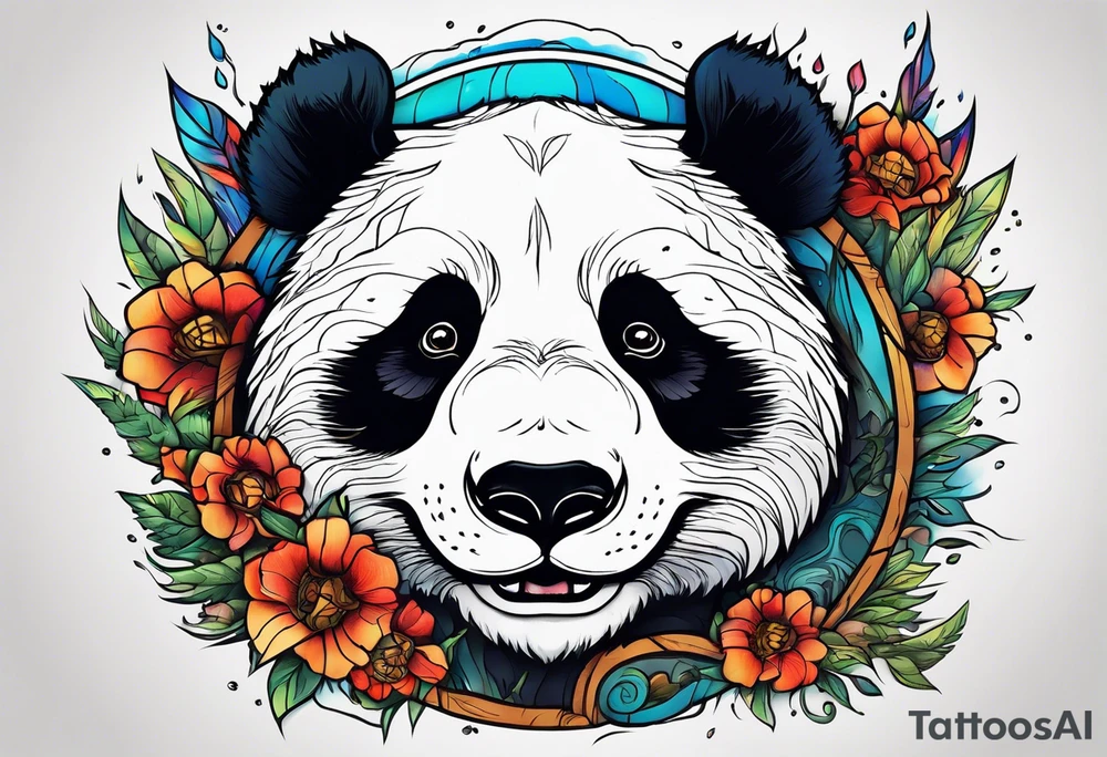 Crying panda in the hole tattoo idea