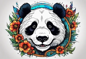 Crying panda in the hole tattoo idea