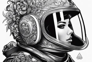 Dive helmet with female hair tattoo idea