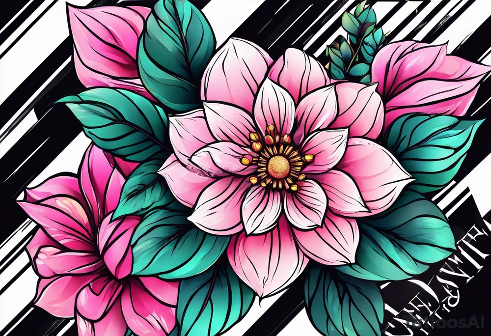 Pink flowers tattoo idea