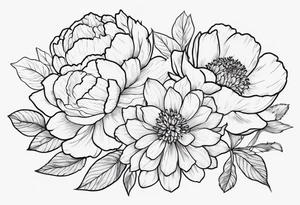 8 flowers to symboize 8 family design : 
peony, carnation, daffodil, daphne, dahlia, desiree, daisy and rose for a sleeve tattoo idea