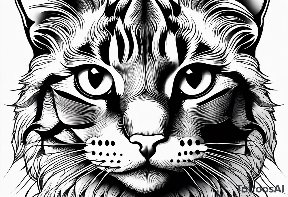 small Cat face, front on tattoo idea