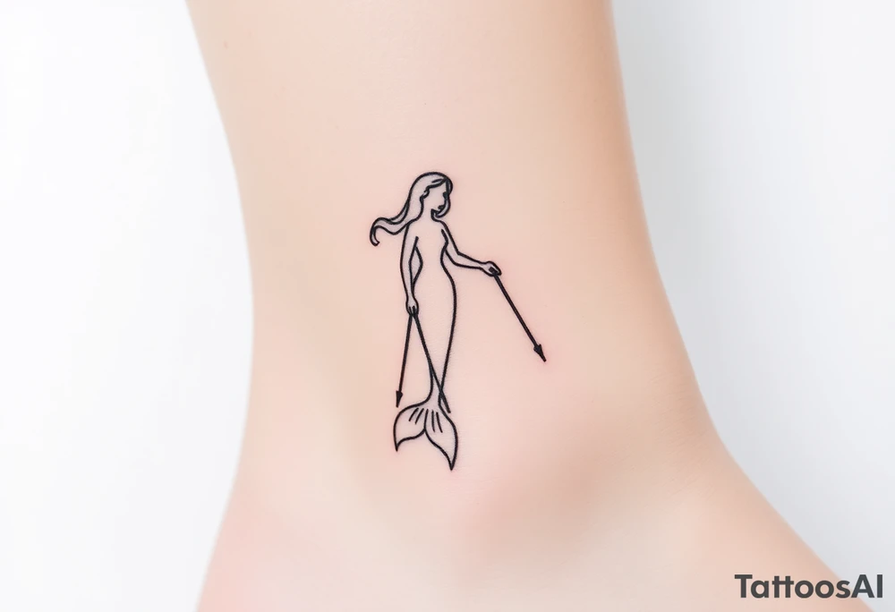 Mermaid outline with chopped tail and crutches tattoo idea