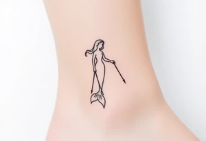 Mermaid outline with chopped tail and crutches tattoo idea