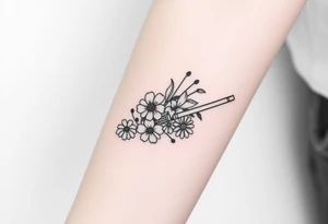 Star Wars Lightsabre with daisies, morning glory, and lily of the valley inside it tattoo idea