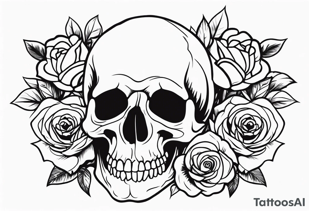 skull and roses tattoo idea
