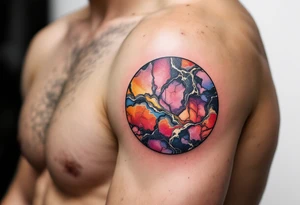 round colourful marble tattoo idea