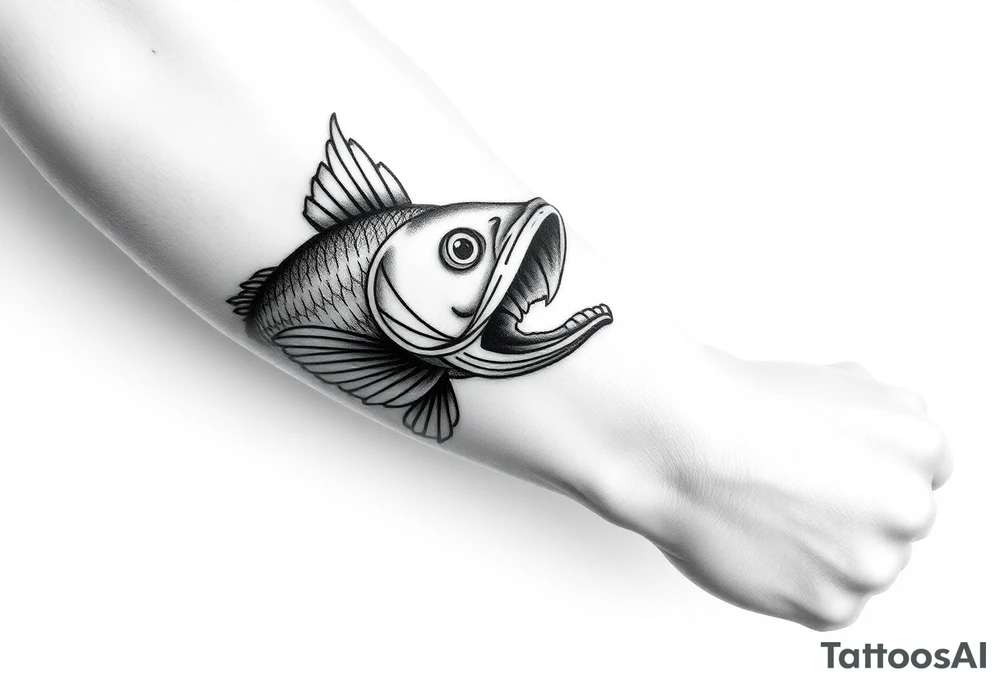 Fish swallowing tattoo idea