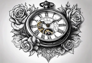 pocket watch memorial tattoo idea