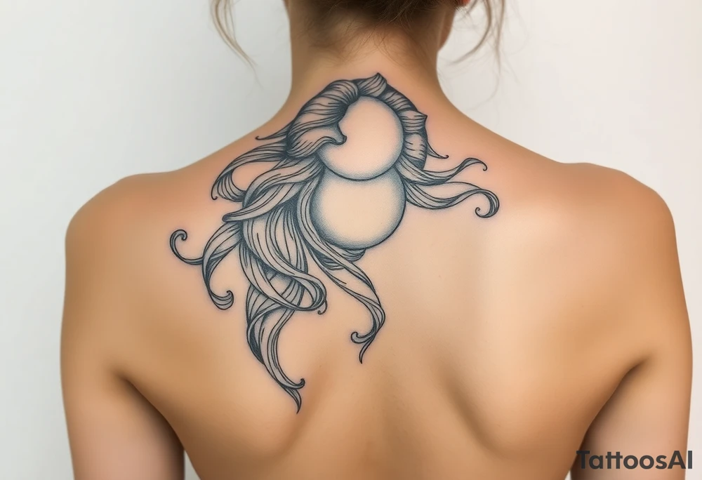 A hyper-realistic depiction of a divine figure like Aphrodite or a moon goddess. smaller and sick tattoo idea