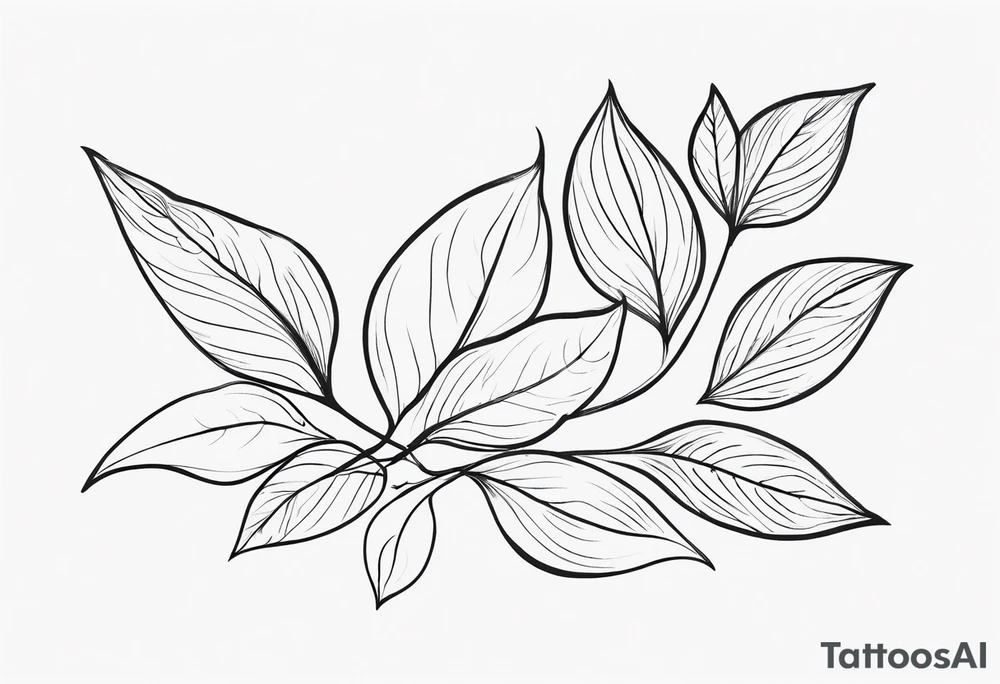 Create a delicate tattoo with beautiful flowing and delicate leaves in fineline minimalistic style tattoo idea