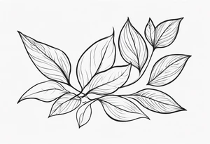 Create a delicate tattoo with beautiful flowing and delicate leaves in fineline minimalistic style tattoo idea