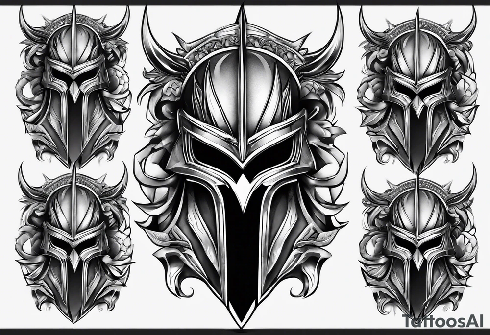 Leg sleeve of Spartan Greaves tattoo idea