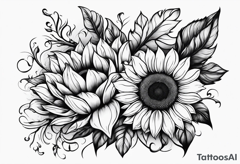 Flower fire an a sunflower tattoo idea