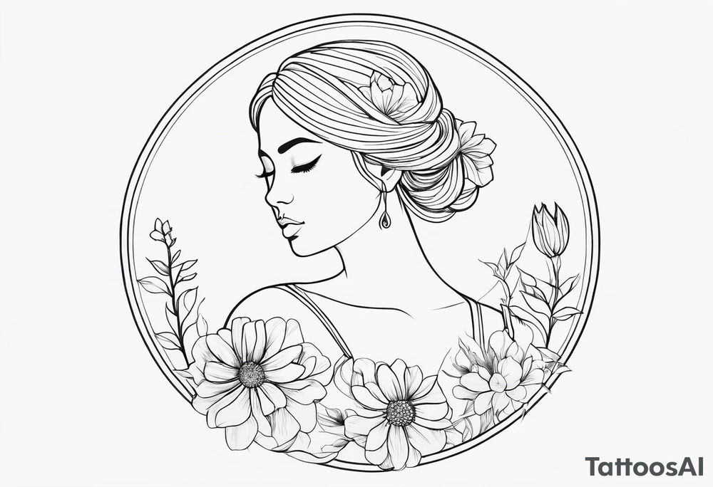 virgo, flowers, dainty, harmony, feminine, minimalist, fine line tattoo idea