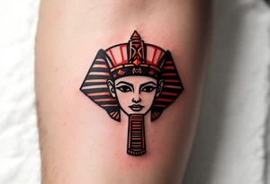 A red and black double crown of Egypt, representing unified rule over Upper and Lower Egypt. tattoo idea