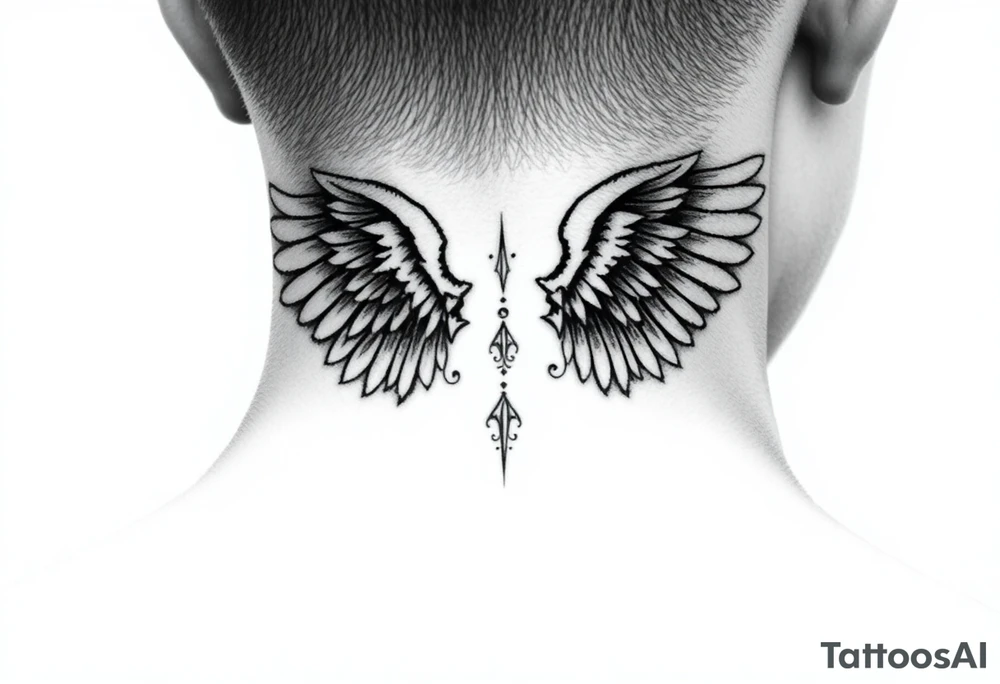 wings on the back of the neck tattoo idea
