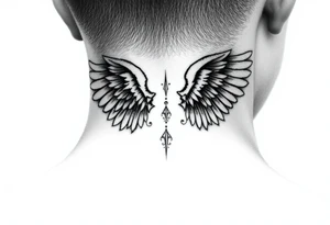 wings on the back of the neck tattoo idea