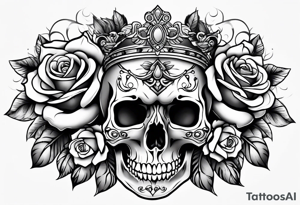 skull and roses tattoo idea